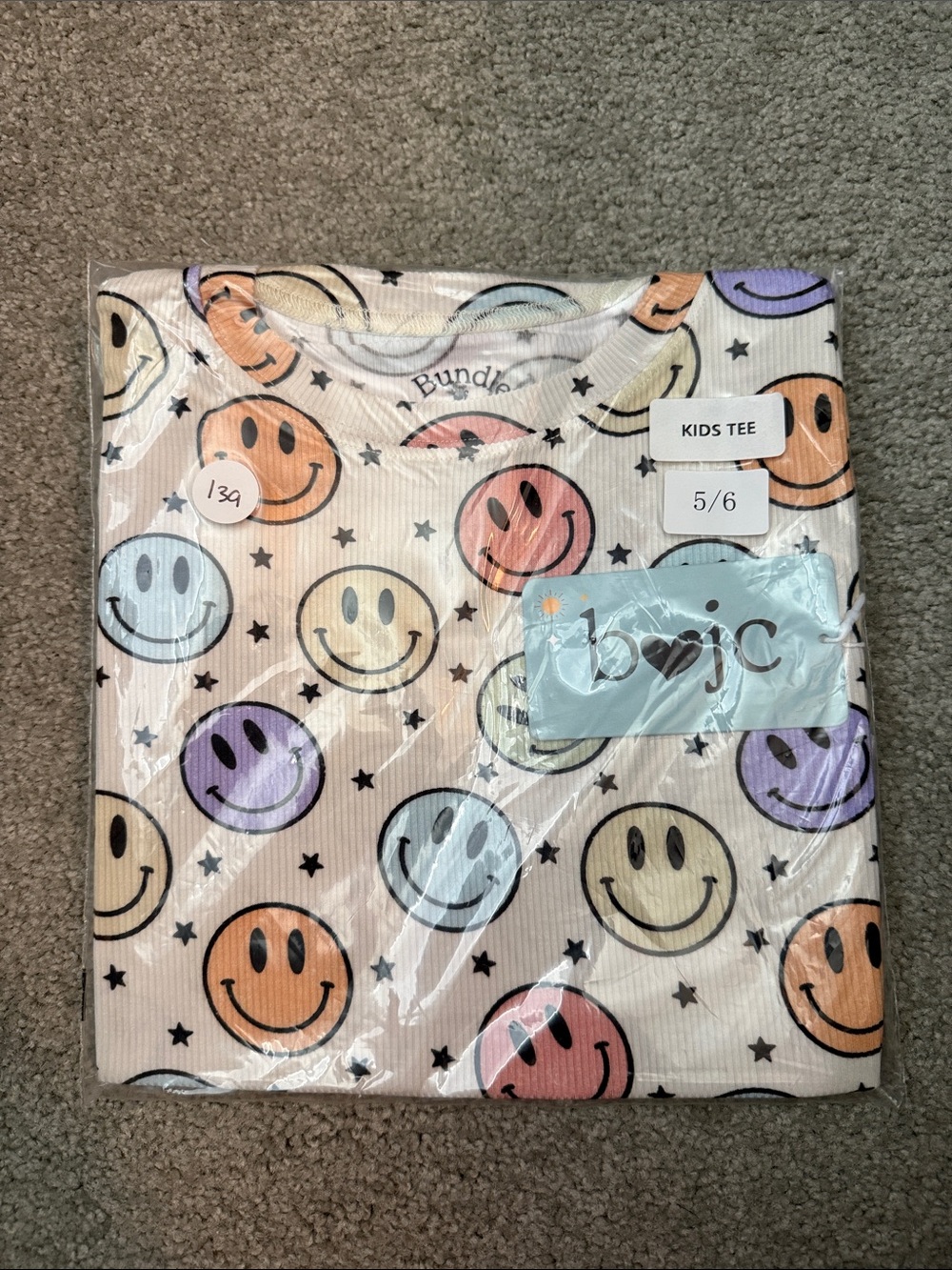 Bundle of Joy Bamboo Smiley Face Short Sleeve Tee - Pastel Multi